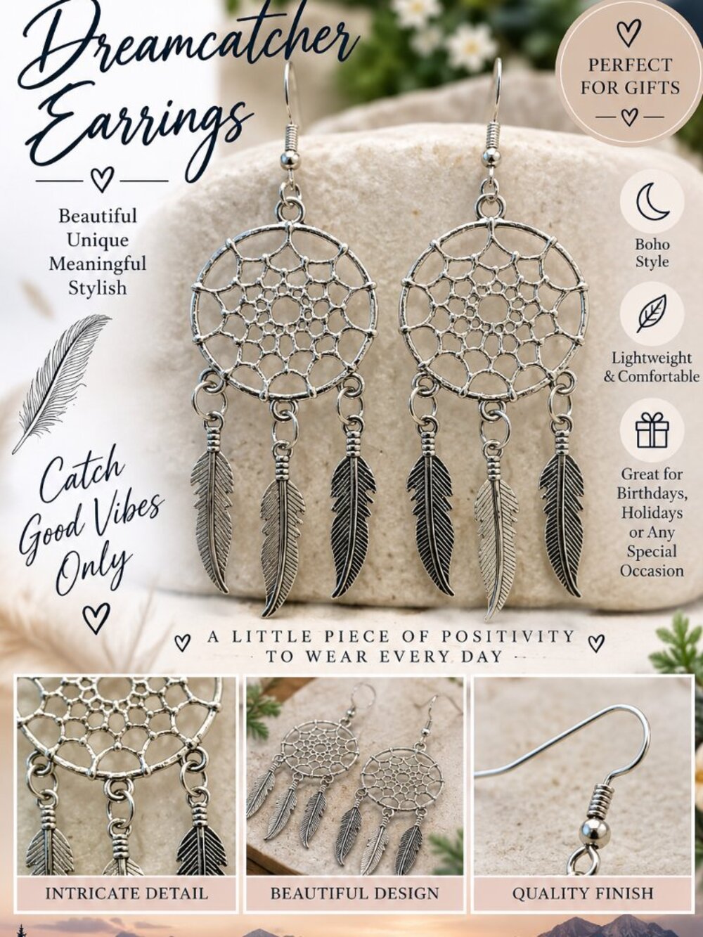 Poshmark Description – Dreamcatcher Feather Earrings